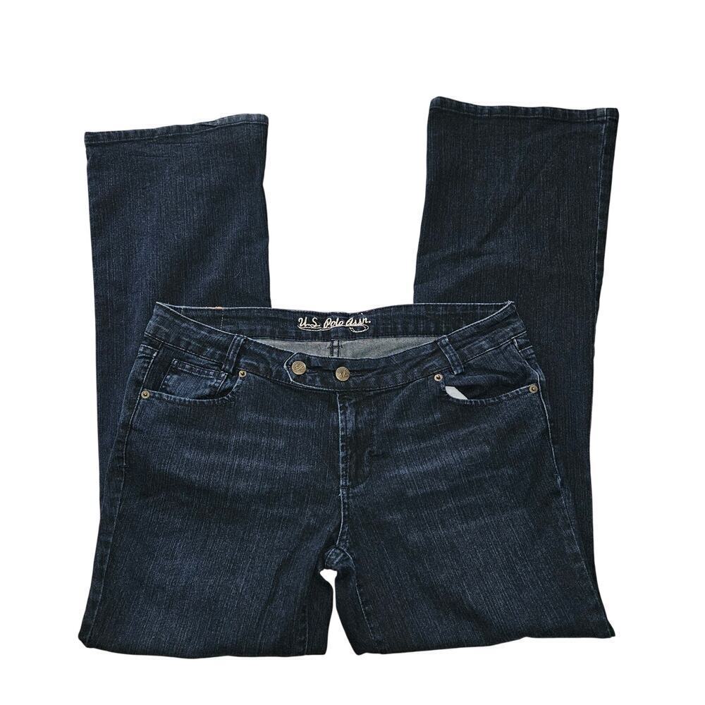 U.S. Polo Assn. Low Rise Bootcut Dark Blue Denim Jeans Size 15/16 Embroidery